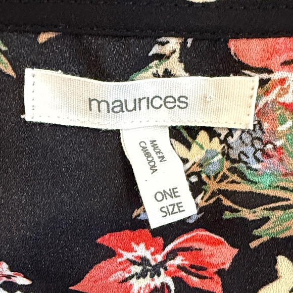 Maurices Multi Colored Floral Black Kimono with Tassels OS - Picture 8 of 11